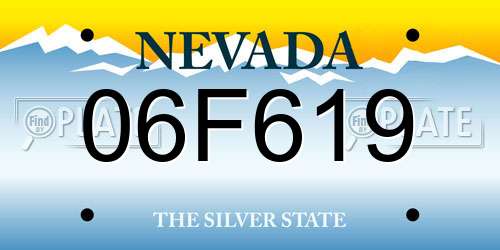 06F619 Nevada License Plate