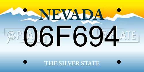 06F694 Nevada License Plate