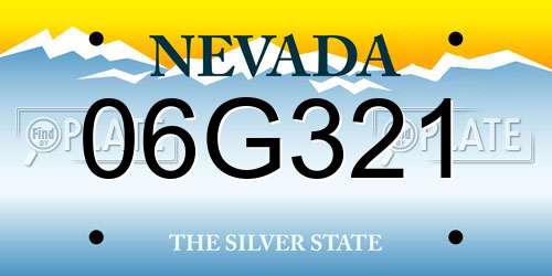 06G321 Nevada License Plate