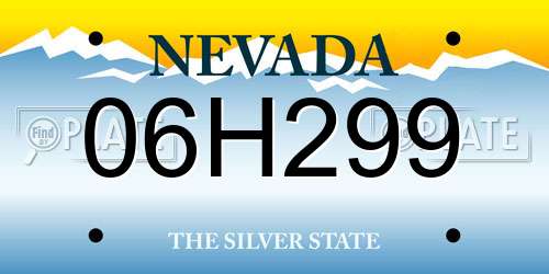 06H299 Nevada License Plate