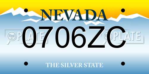 0706ZC Nevada License Plate