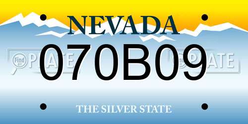 070B09 Nevada License Plate