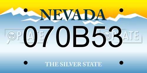 070B53 Nevada License Plate