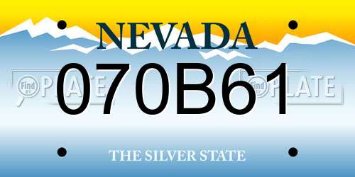 070B61 Nevada License Plate