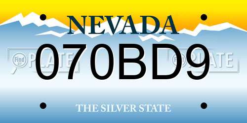 070BD9 Nevada License Plate