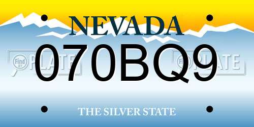 070BQ9 Nevada License Plate
