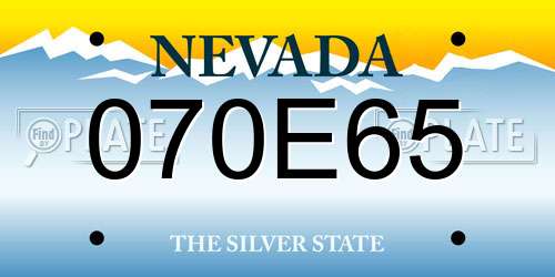 070E65 Nevada License Plate