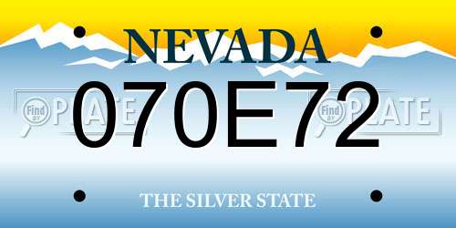 070E72 Nevada License Plate