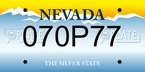 070P77 Nevada License Plate