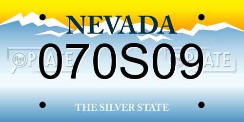 070S09 Nevada License Plate