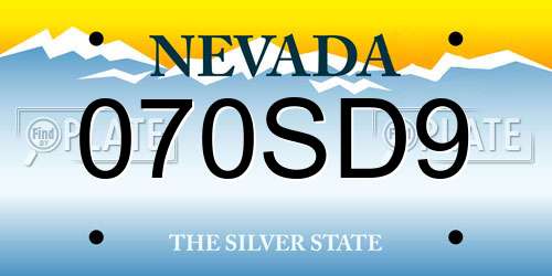 070SD9 Nevada License Plate