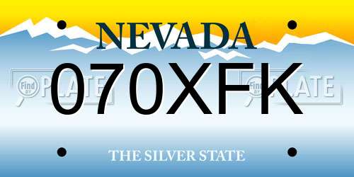 070XFK Nevada License Plate