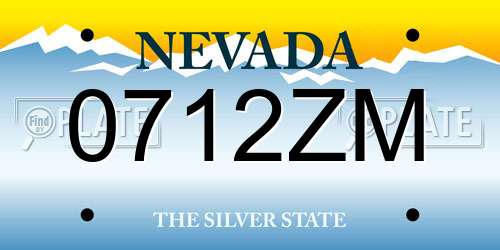 0712ZM Nevada License Plate