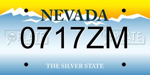 0717ZM Nevada License Plate