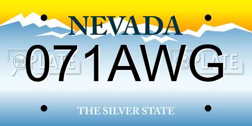 071AWG Nevada License Plate
