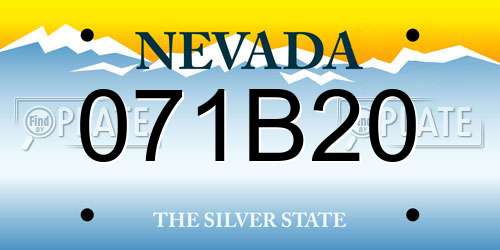 071B20 Nevada License Plate