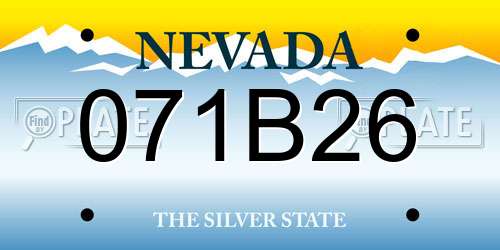 071B26 Nevada License Plate