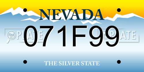 071F99 Nevada License Plate