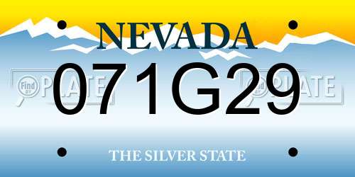 071G29 Nevada License Plate