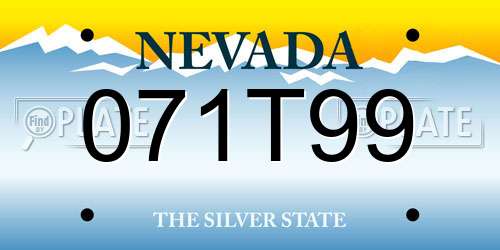 071T99 Nevada License Plate