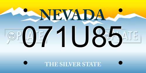 071U85 Nevada License Plate