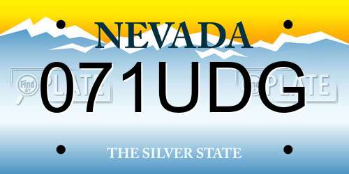 071UDG Nevada License Plate