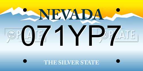 071YP7 Nevada License Plate