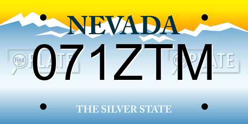 071ZTM Nevada License Plate