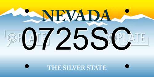 0725SC Nevada License Plate