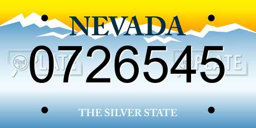 0726545 Nevada License Plate