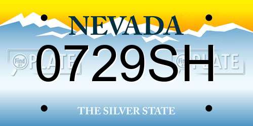 0729SH Nevada License Plate