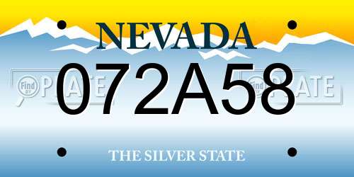 072A58 Nevada License Plate