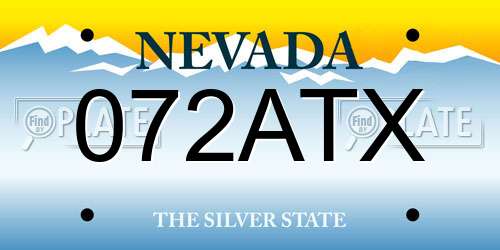 072ATX Nevada License Plate