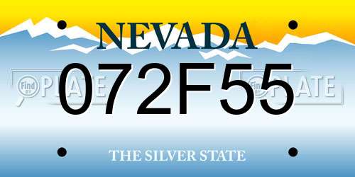 072F55 Nevada License Plate