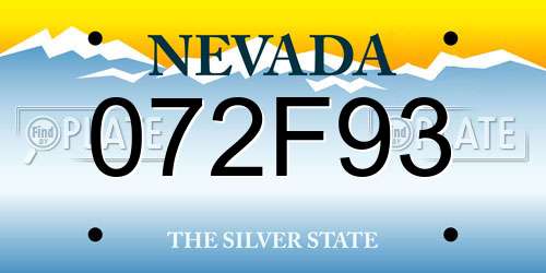 072F93 Nevada License Plate