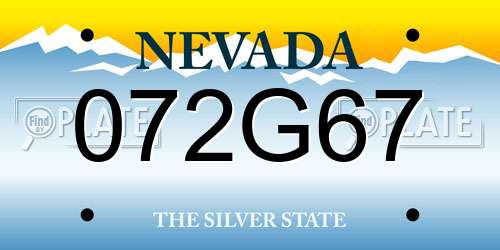 072G67 Nevada License Plate