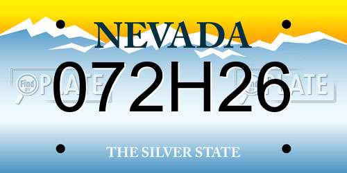 072H26 Nevada License Plate