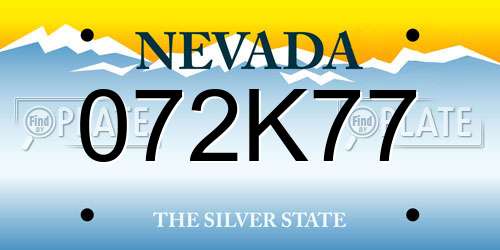 072K77 Nevada License Plate