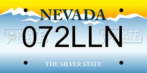 072LLN Nevada License Plate
