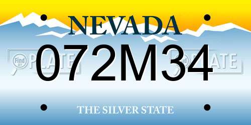 072M34 Nevada License Plate