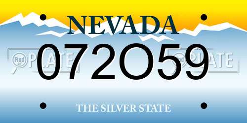 072O59 Nevada License Plate