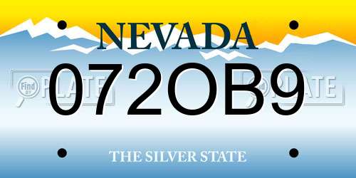 072OB9 Nevada License Plate