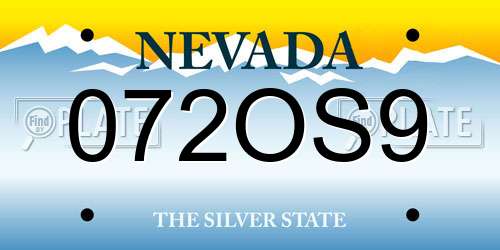 072OS9 Nevada License Plate