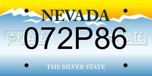 072P86 Nevada License Plate