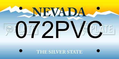 072PVC Nevada License Plate