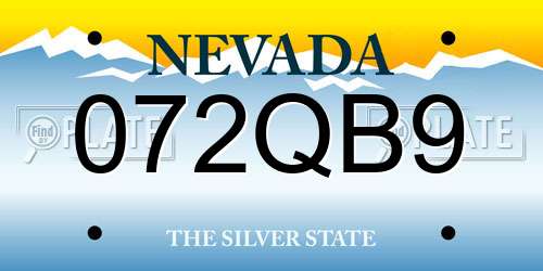 072QB9 Nevada License Plate