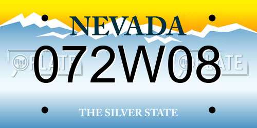 072W08 Nevada License Plate