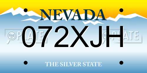072XJH Nevada License Plate