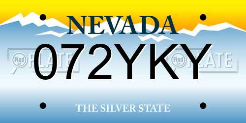072YKY Nevada License Plate