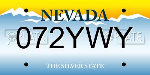 072YWY Nevada License Plate